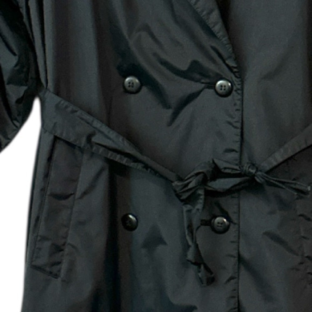 Shiny Black Belted Trench Rain Coat Vintage 90’s Crest Hollow  women’s size 11‎ - Picture 9 of 9